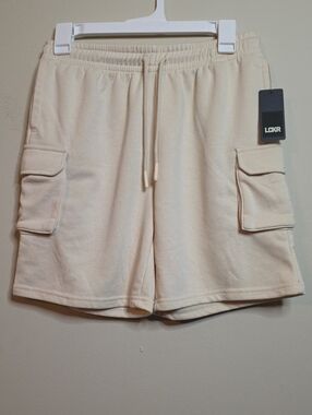 LCKR Men's Cream Cargo Fleece Shorts